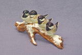 Handmade Ceramic Birds on a Branch,  Snow, Bird sculpture, Bird Figurine, Bird Family, Ceramic Art