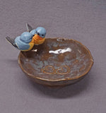 Trinket Bowl Rustic Style with Two Birds, Love Birds - Handmade Ceramic Bowl, Decorative Bowl, Wedding Gift, Romantic
