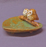 Handmade Ceramic Trinket  Dish with Two Owls - Ring Holder, Jewelry Holder, Birds, Love, Mother's Day Gift