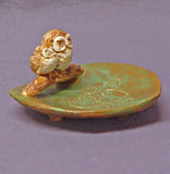 Handmade Ceramic Trinket  Dish with Two Owls - Ring Holder, Jewelry Holder, Birds, Love, Mother's Day Gift