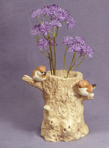 Handmade Ceramic Plant Holder with Birds - Ceramic Planter, Sculptural Plant Holder, Ceramic Bird, Ceramic Art, Ceramic Decor