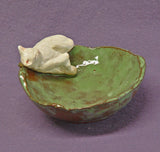 Handmade Ceramic Trinket Bowl with a Sleeping Cat, Ceramic Cat, Ring Holder, Jewelry Holder, Green