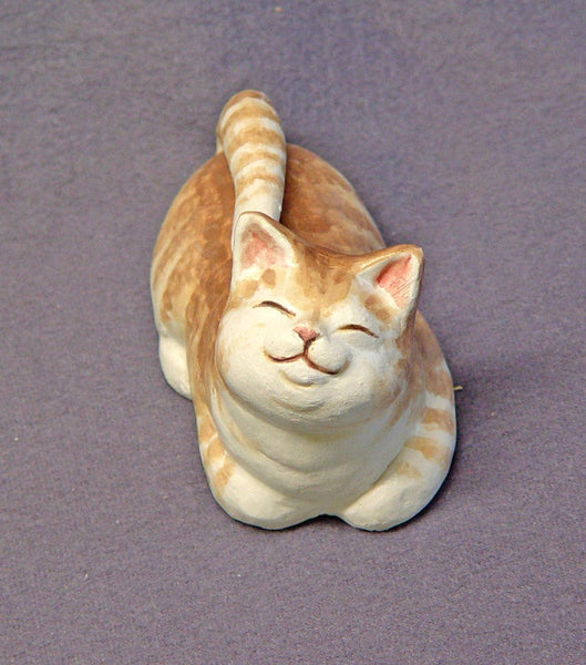 Handmade Ceramic Cat with a Lucky Ring - Cat Figurine, Cat Sculpture, Ceramic Animal, Ceramic Art, Birthday Gift, Christmas Gift