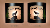 Pair of 2 Wall Sconce Rustic Wolf Light, Cabin Decor Lamp, Hand Painted Left & Right Facing