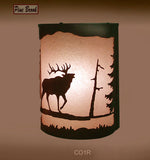 Rustic Light Elk Wall Sconce Lamp Cabin Decor Pine Tree Lighting Right Facing