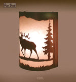 Rustic Light Elk Wall Sconce Lamp Cabin Decor Pine Tree Left Facing