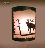 Rustic Light Elk Wall Sconce Lamp Cabin Decor Pine Tree Left Facing