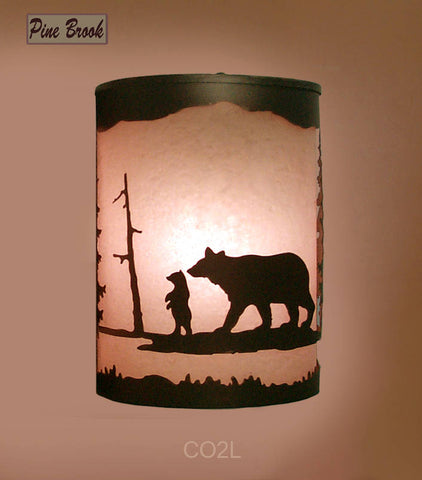 Rustic Light Bear Wall Sconce Lamp Cabin Decor Pine Tree Lighting Left Facing