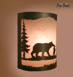 Rustic Light Bear Wall Sconce Lamp Cabin Pine Tree Lighting Right Facing