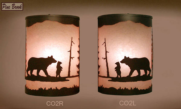 Pair of 2 Rustic Light  Bear Sconce  Lamp, Cabin Decor Lamp Left & Right Facing