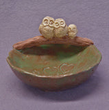 Handmade Ceramic Bowl with an Owl Family - Trinket Holder, Ring Holder, Jewelry Holder, Ceramic Owl,  Ceramic Art,