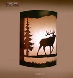 Rustic Light Elk Wall Sconce Lamp Cabin Decor Pine Tree Lighting Right Facing