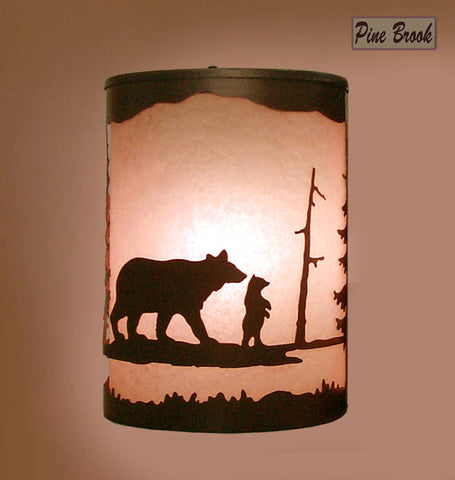 Rustic Light Bear Wall Sconce Lamp Cabin Pine Tree Lighting Right Facing