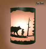 Rustic Light Bear Wall Sconce Lamp Cabin Pine Tree Lighting Right Facing