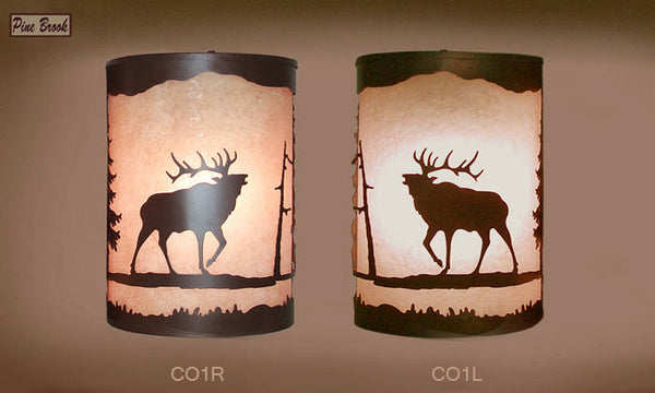 Pair of 2 Rustic Light Elk Wall Sconce  Lamp, Cabin Decor Lamp Left & Right Facing