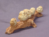 Handmade Ceramic Owl Family on a Log, Ceramic Bird Sculpture, Bird Figurine, Ceramic Art