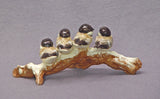 Handmade Ceramic Birds on a Branch,  Snow, Bird sculpture, Bird Figurine, Bird Family, Ceramic Art