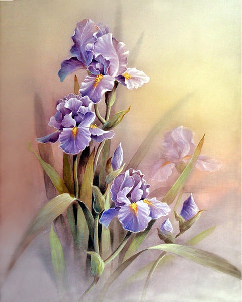 Purple Iris - Flowers Art Print of Original Water Color Painting - Iris, Floral