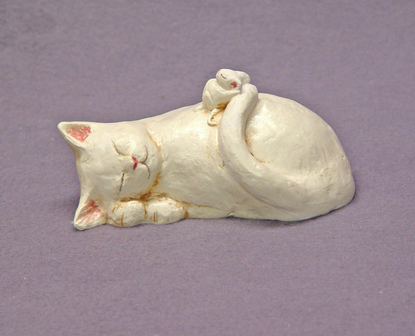 Handmade Ceramic Cat and  Mouse, Cat Figurine, Cat Sculpture, Mouse Figurine, Mouse Sculpture, Co-Existence.