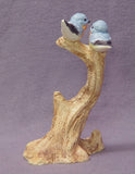 Handmade Ceramic Blue Love Birds on a Tree - Bird Sculpture, Bird Figurine, Blue Bird, Wedding