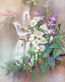 Humming Birds and  Flowers  Archival Print of Watercolor Painting