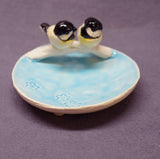 Handmade Ceramic Dish with Love Birds - Ring Holder, Jewelry Holder, Trinket Holder, Wedding Gift  Anniversary Gift  Ceramic Art