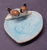 Ceramic Bird Dish, Ring Holder, Catch-All, Jewelry Dish, Love Birds, Pink Flowers, Romantic, Wedding Gift, Valentine's day