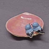 Ceramic Bird Dish, Ring Holder, Catch-All, Candle Holder, Jewelry Dish, Blue Love Birds, Romantic, Wedding Gift, Valentine's day