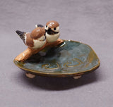 Ceramic Bird Dish, Ring Holder, Catch-All, Jewelry Dish, Love Birds, Pink Flowers, Romantic, Wedding Gift, Valentine's day