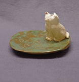 Handmade Ceramic Dish with Two Cats - Trinket Holder, Ring Holder, Jewelry Holder, Wedding Gift,  Anniversary Gift, Ceramic Art,