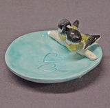 Handmade Ceramic Dish with Love Birds - Ring Holder, Jewelry Holder, Trinket Holder, Wedding Gift  Anniversary Gift  Ceramic Art