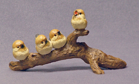 Handmade Ceramic Birds on a Branch,  Bird sculpture, Bird Figurine, Bird Family, Ceramic Art