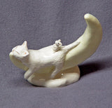 Handmade Ceramic Cat on the Moon with a Mouse on its Back, Cat Figurine, Cat Sculpture, Animal Art,  Ceramic Art  Ceramic Mouse